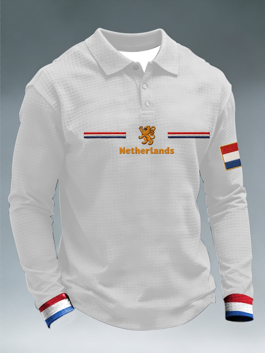 Heren Koningsdag-shirt met lange mouwen