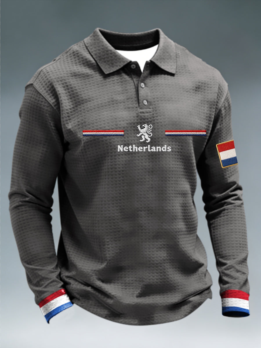 Heren Koningsdag-shirt met lange mouwen