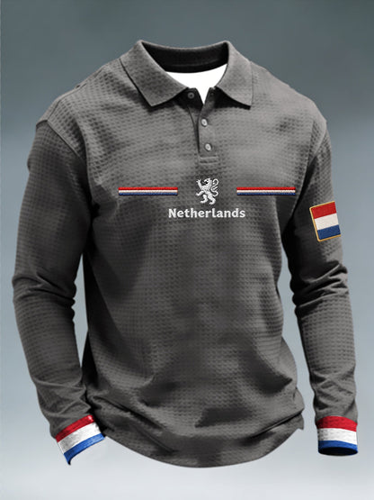 Heren Koningsdag-shirt met lange mouwen