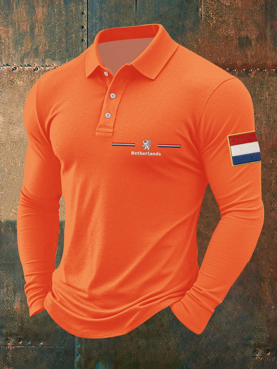 Koningsdag heren overhemd met lange mouwen