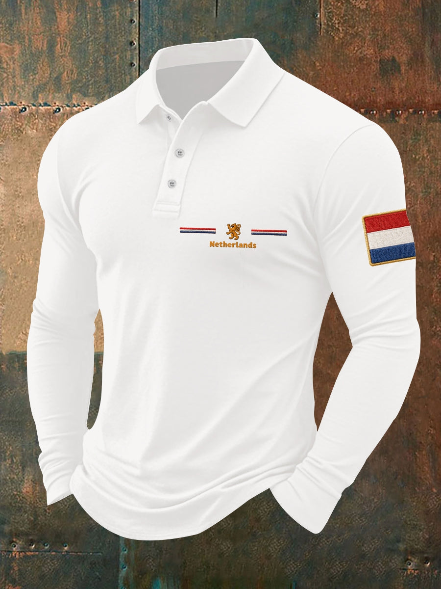 Koningsdag heren overhemd met lange mouwen