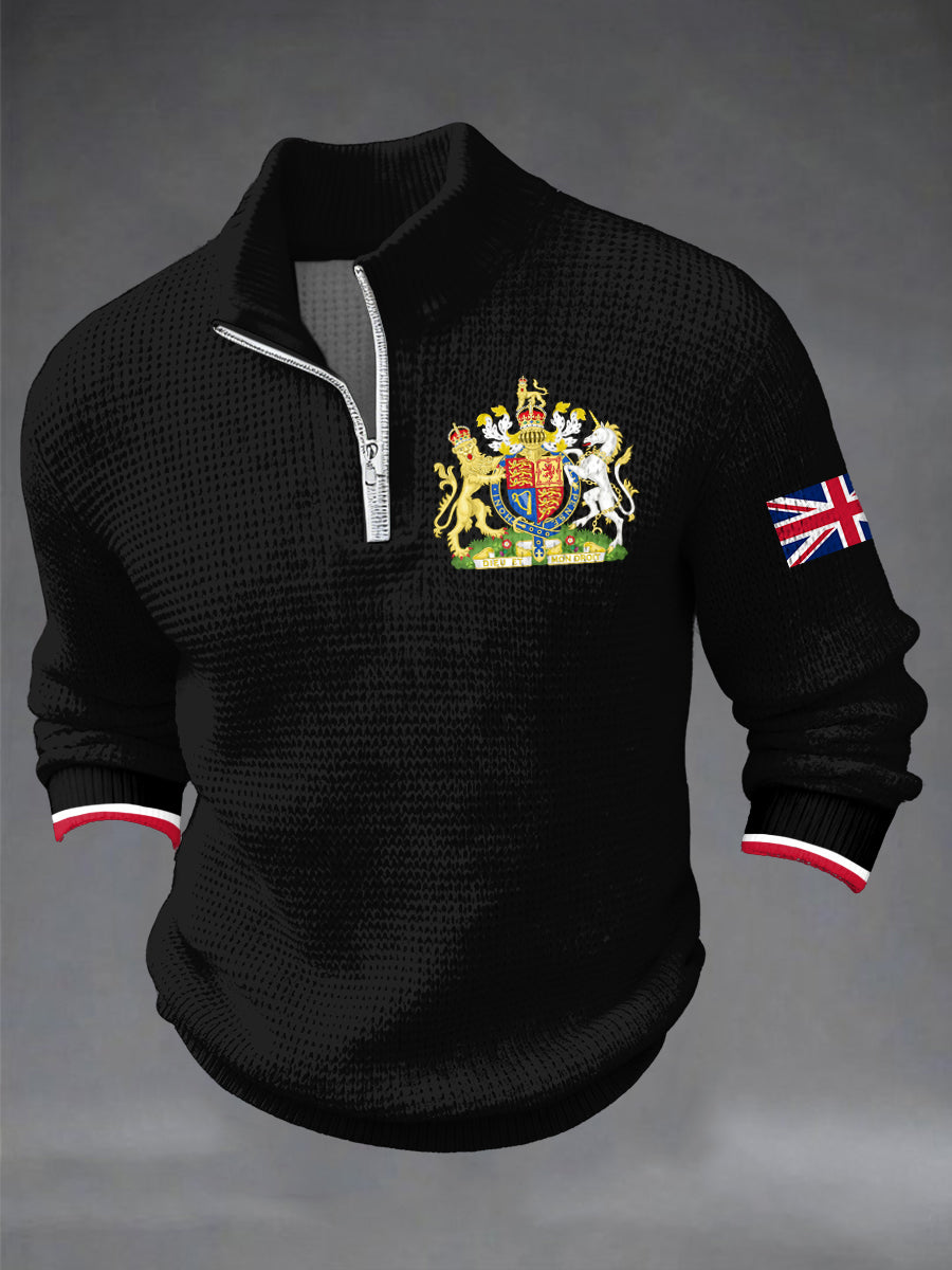 Men's UK Printed Casual Zipper Pullover