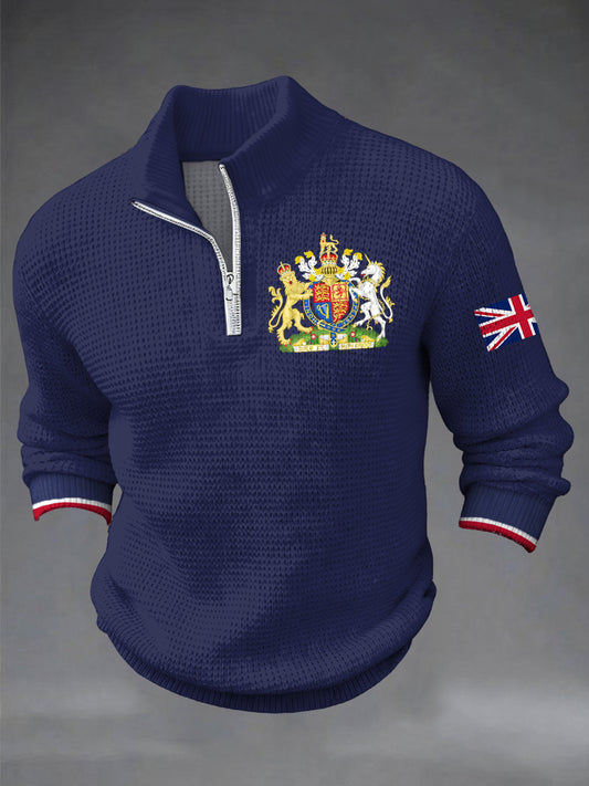 Men's UK Printed Casual Zipper Pullover