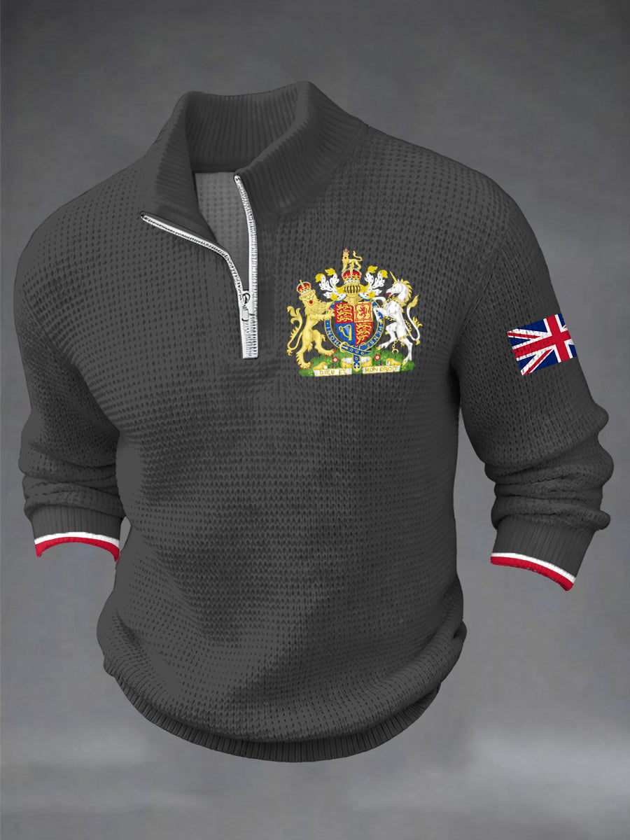 Men's UK Printed Casual Zipper Pullover
