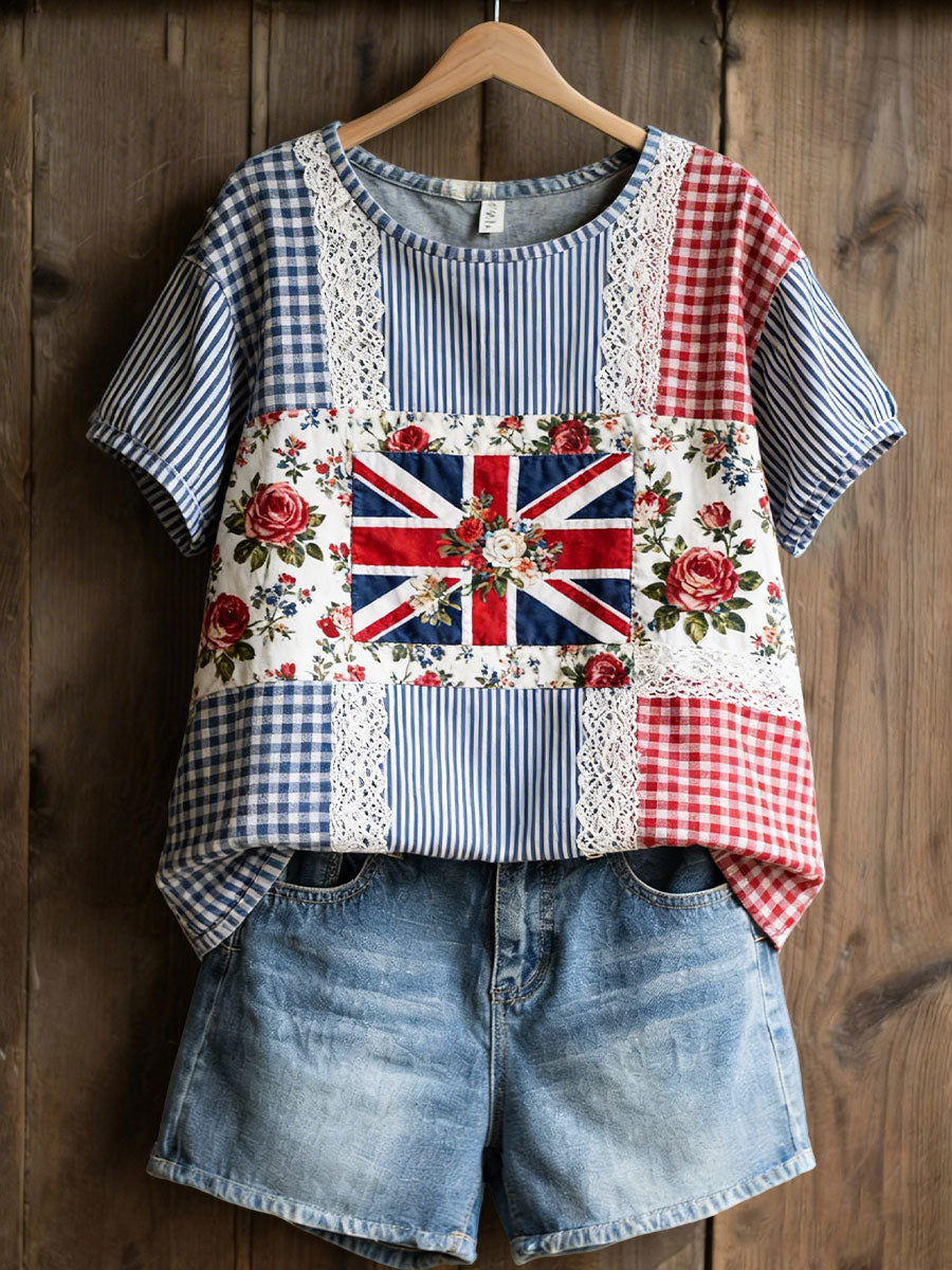 Women's Patchwork Floral Print Casual T-Shirt