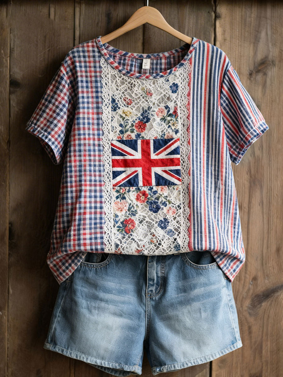 Women's Patchwork Floral Print Casual T-Shirt
