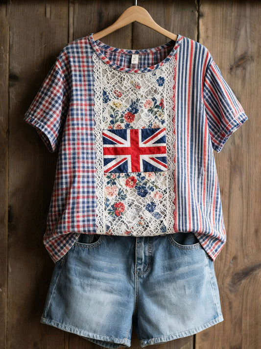 Women's Patchwork Floral Print Casual T-Shirt
