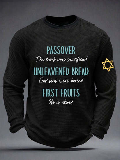 Men's Funny Passover  Waffle Long Sleeve T-Shirt