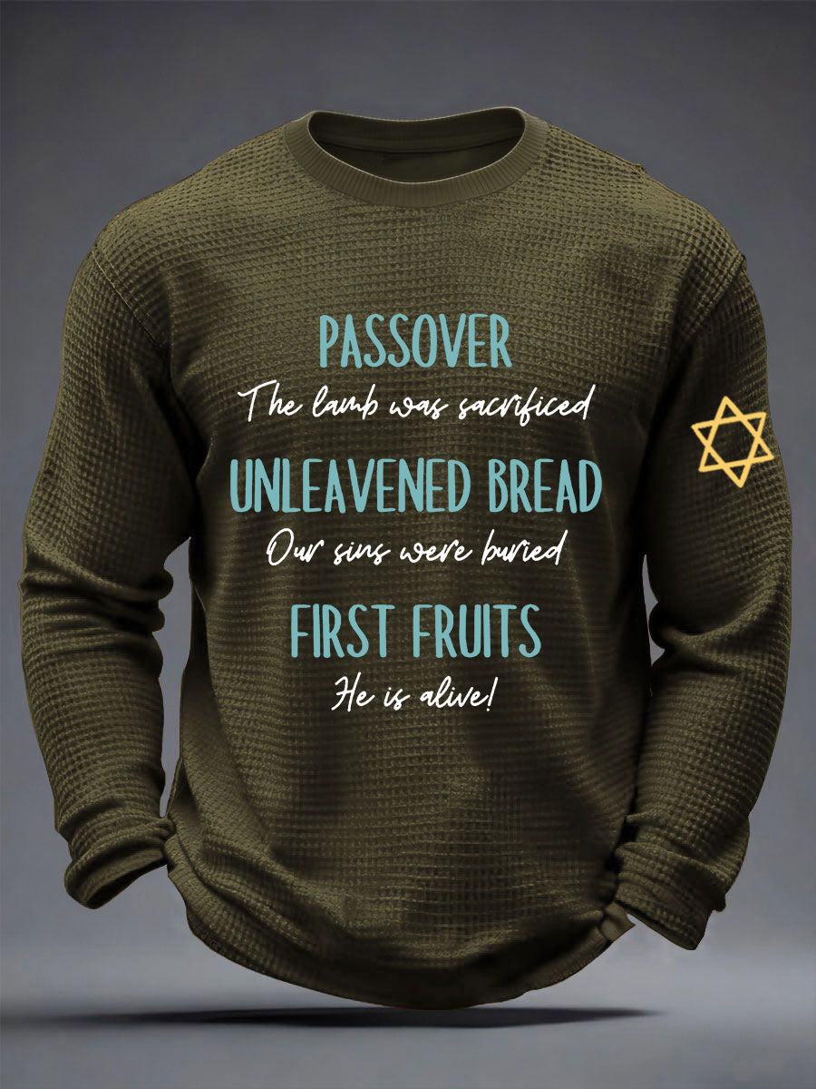 Men's Funny Passover  Waffle Long Sleeve T-Shirt