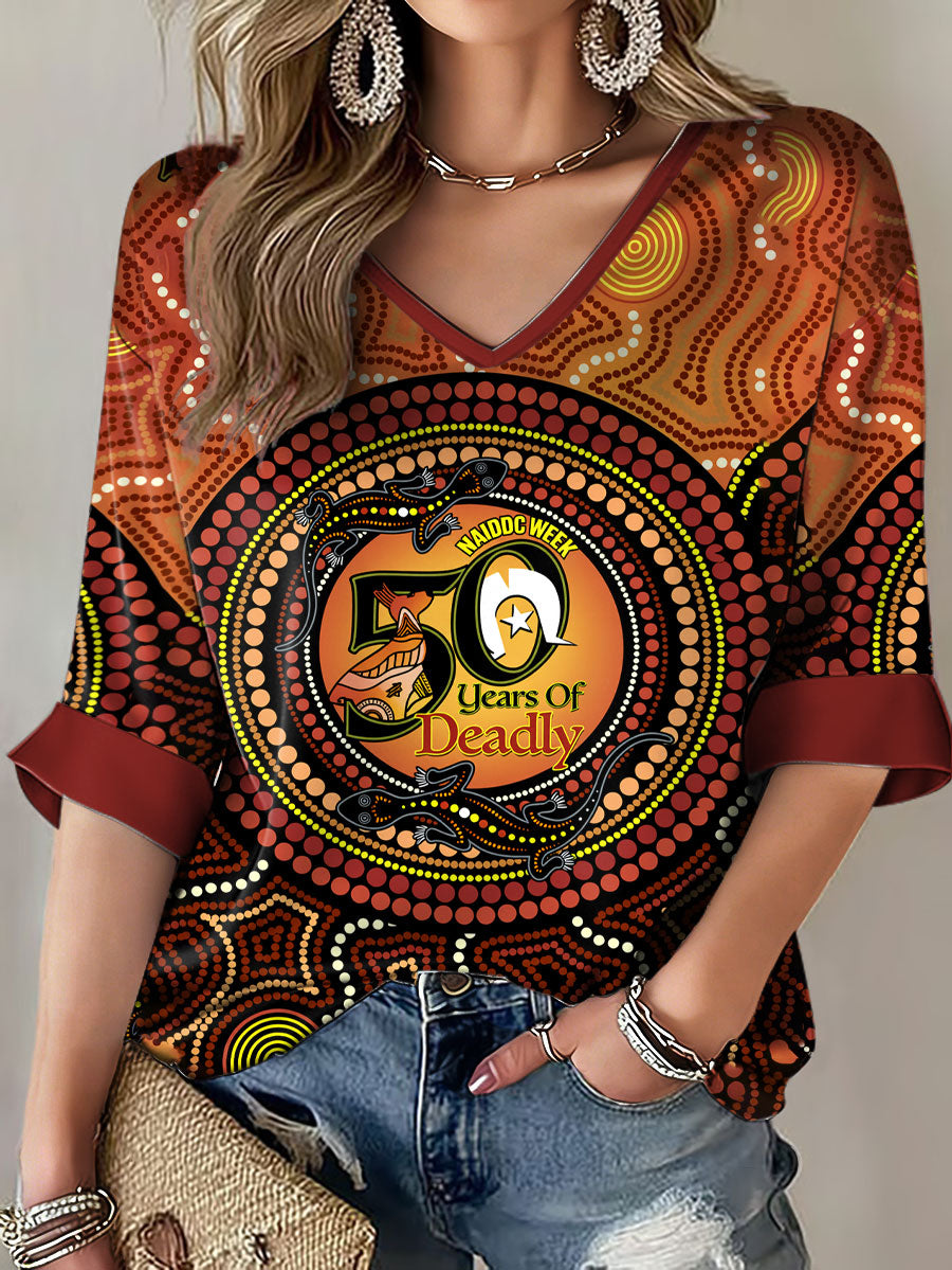 Women's AU 50 Years of Deadly NAIDOC Week Aboriginal Culture Printed Tops
