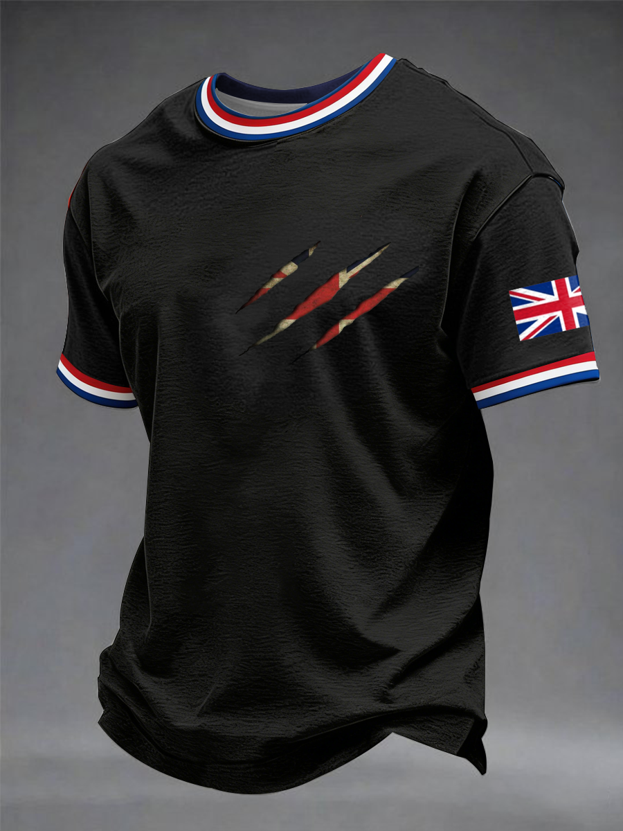 Men's British lion scratch print short sleeves t-shirt