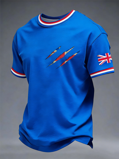 Men's British lion scratch print short sleeves t-shirt