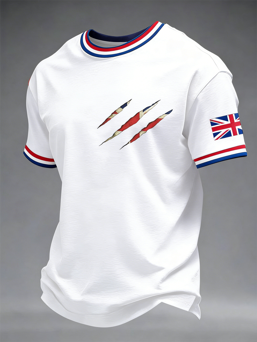 Men's British lion scratch print short sleeves t-shirt
