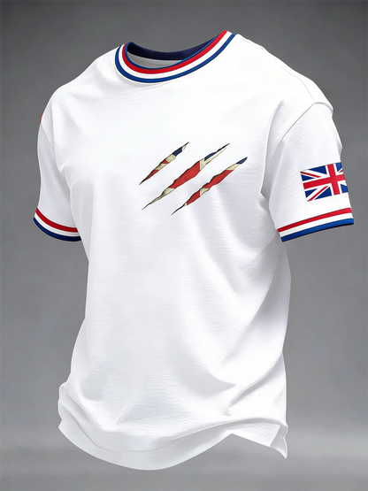 Men's British lion scratch print short sleeves t-shirt