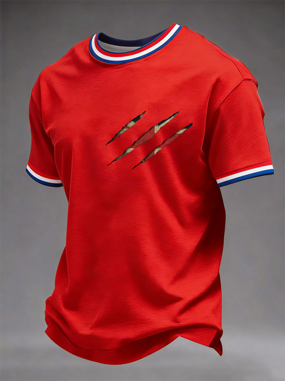 Men's British lion scratch print short sleeves t-shirt
