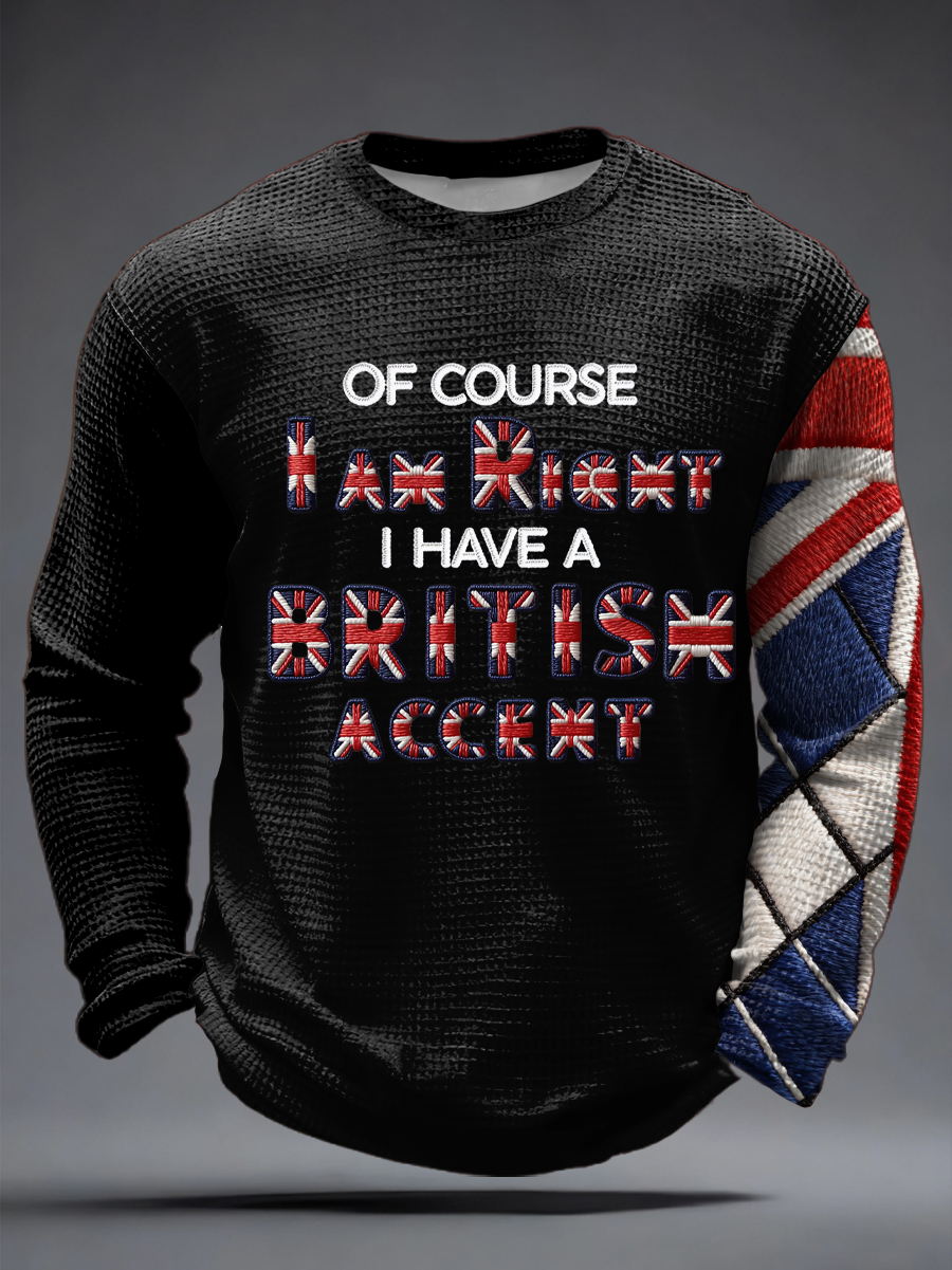 Men's Funny British Accent Waffle Long Sleeve T-Shirt