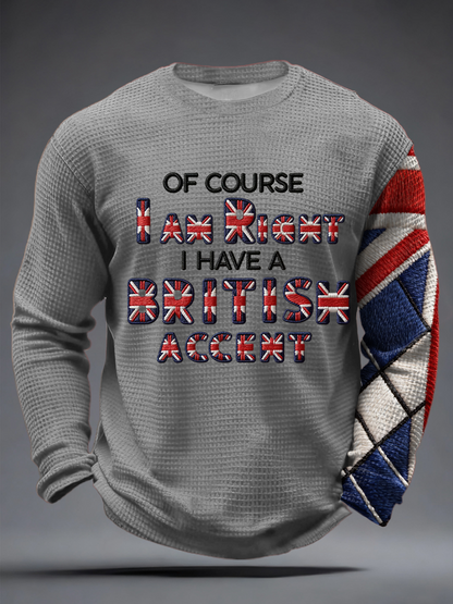 Men's Funny British Accent Waffle Long Sleeve T-Shirt