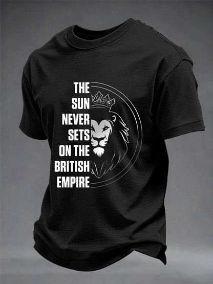 Men's British lion print imitation cotton short-sleeved T-shirt