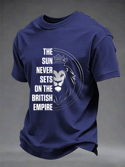 Men's British lion print imitation cotton short-sleeved T-shirt