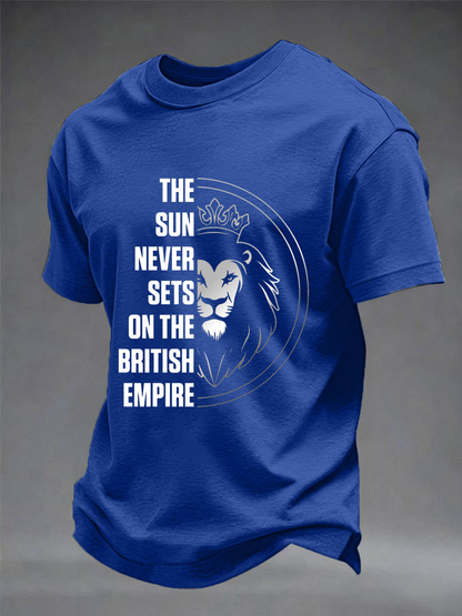 Men's British lion print imitation cotton short-sleeved T-shirt