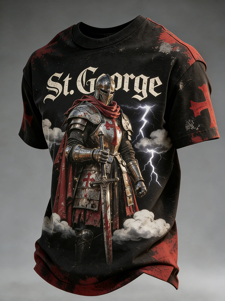 Men's St. George's Day Themed Printed T-Shirt