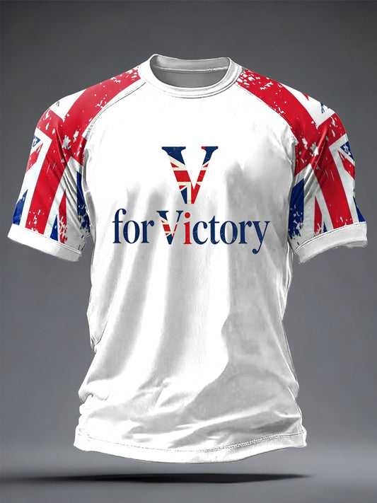 Men's V for Victory Printed Casual short sleeves t-shirt