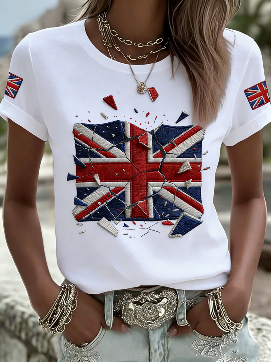 Women's british flag print short-sleeved T-shirt