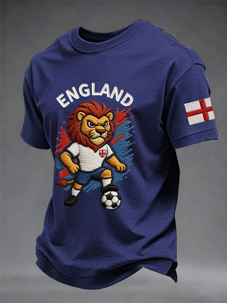 Men's UK Football Lover England Printed imitation cotton short-sleeved T-shirt