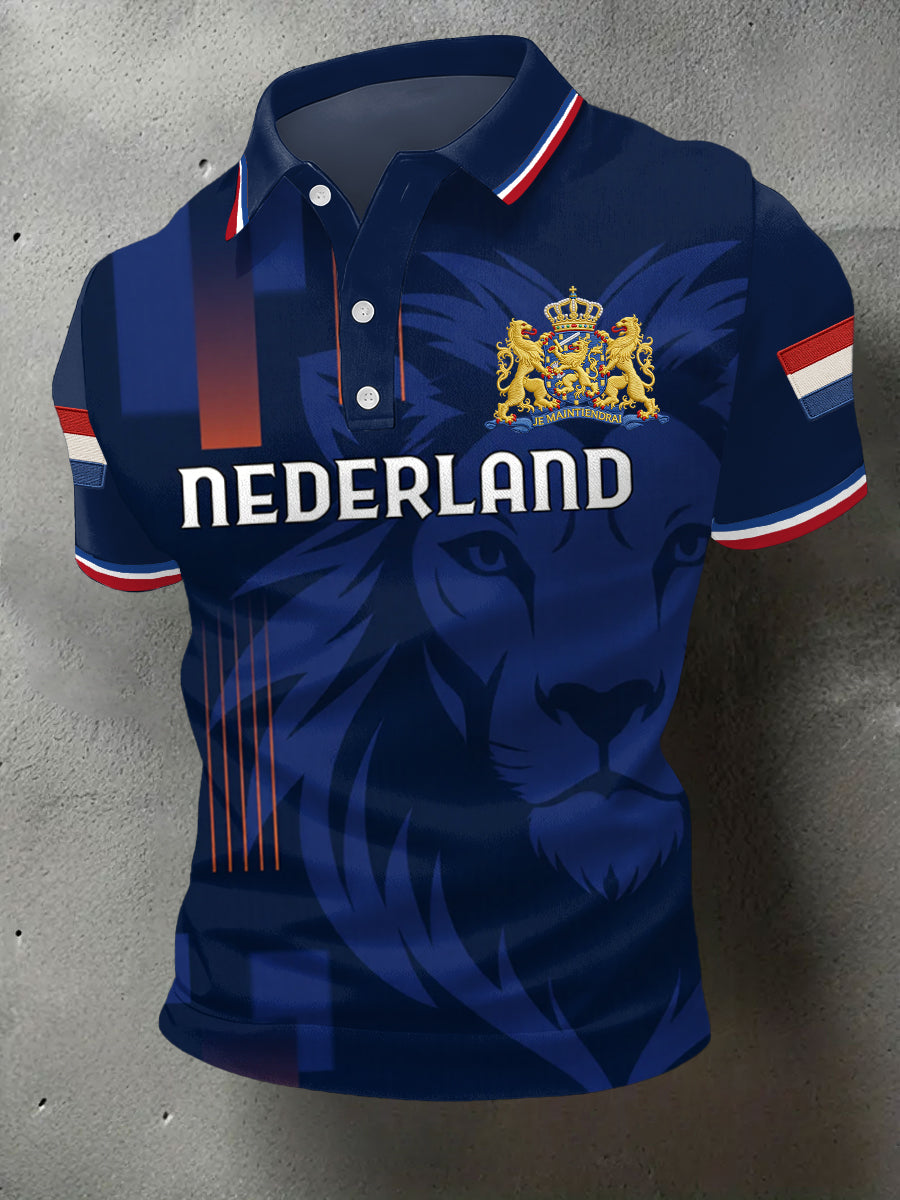 Heren Nederlandse vlag print casual polo