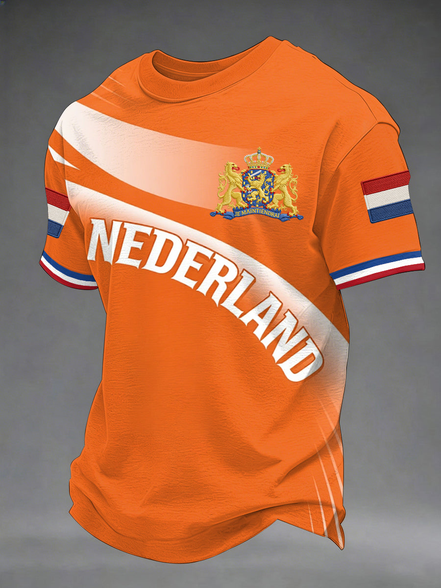 Heren Nederlandse vlag print casual T-shirt