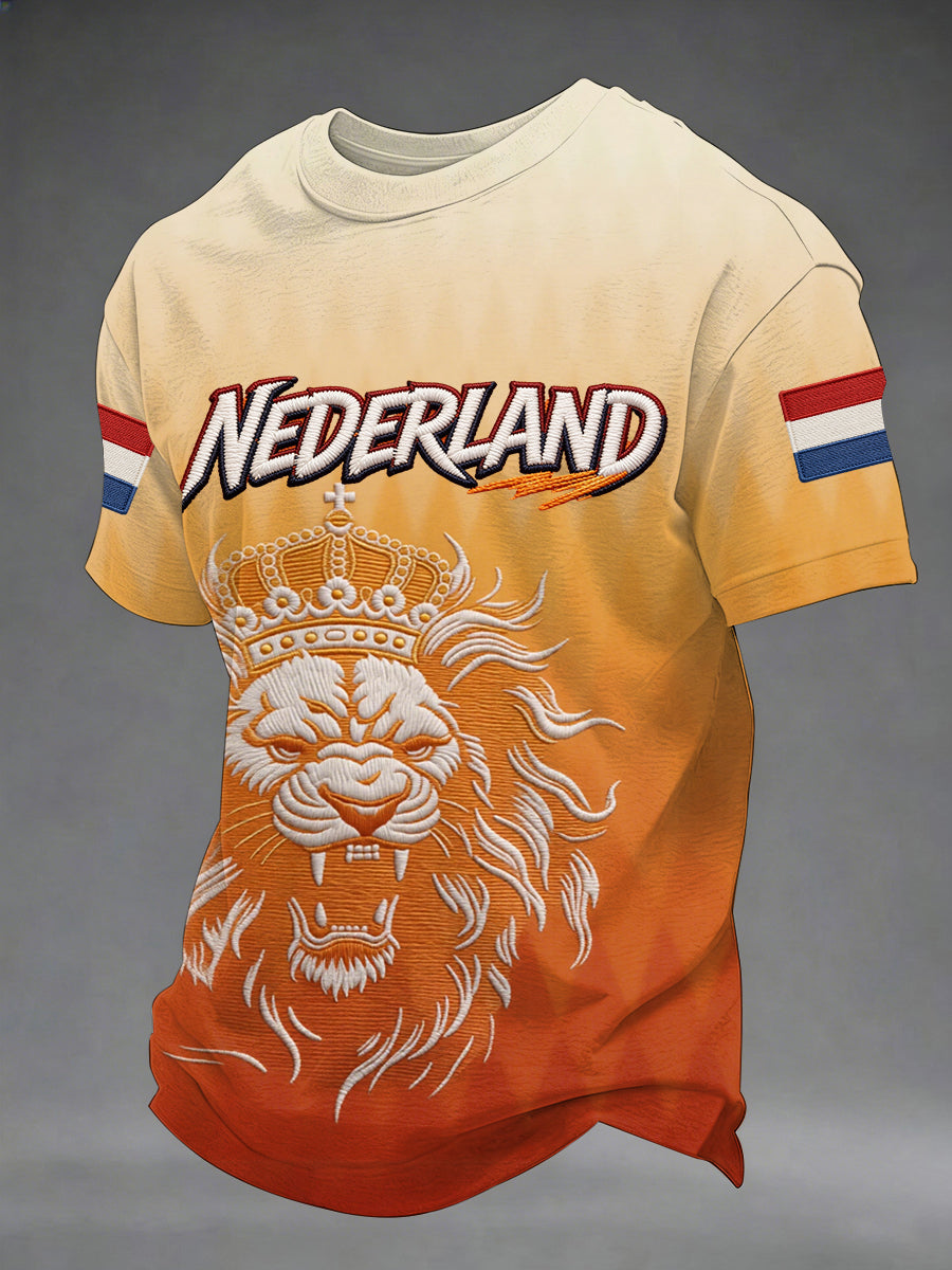 Heren Nederlandse vlag print casual T-shirt