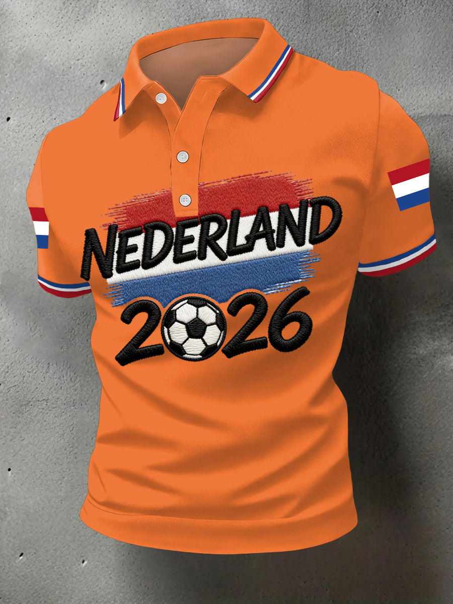 Heren Nederland Voetbal 2026 Print Casual Polo