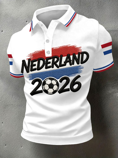 Heren Nederland Voetbal 2026 Print Casual Polo