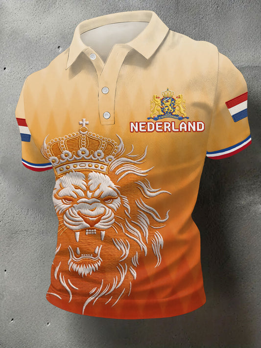 Heren Nederlandse vlag print casual polo