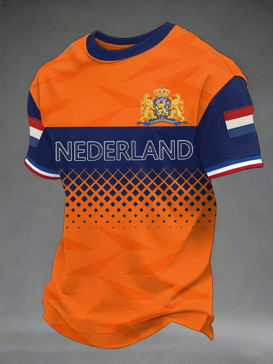 Heren Nederlandse vlag print casual T-shirt
