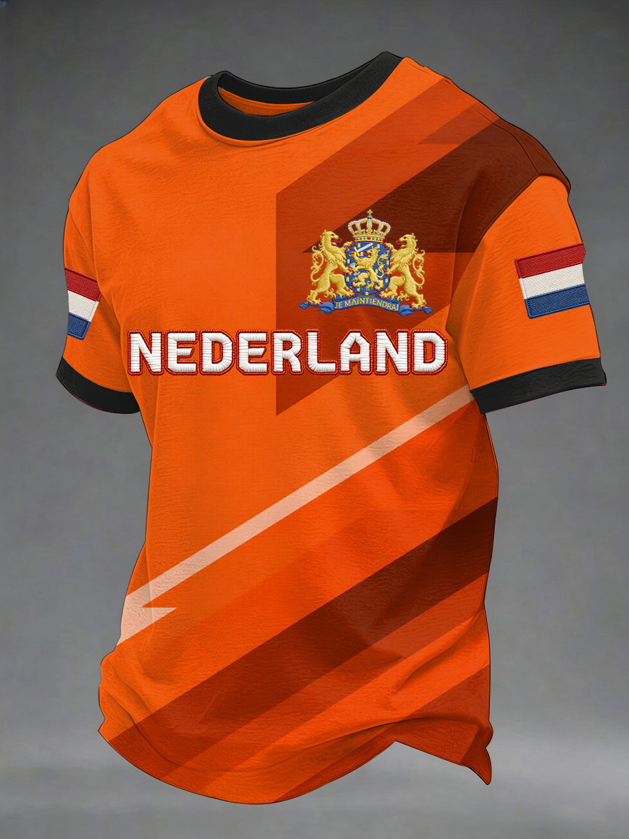 Heren Nederlandse vlag print casual T-shirt
