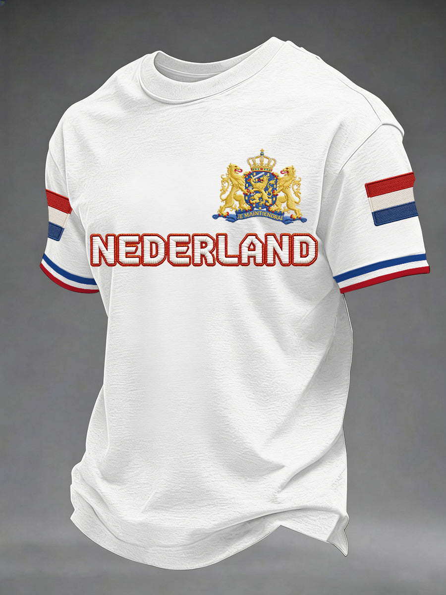 Heren Nederlandse vlag print casual T-shirt