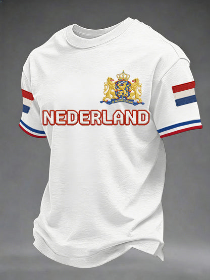 Heren Nederlandse vlag print casual T-shirt