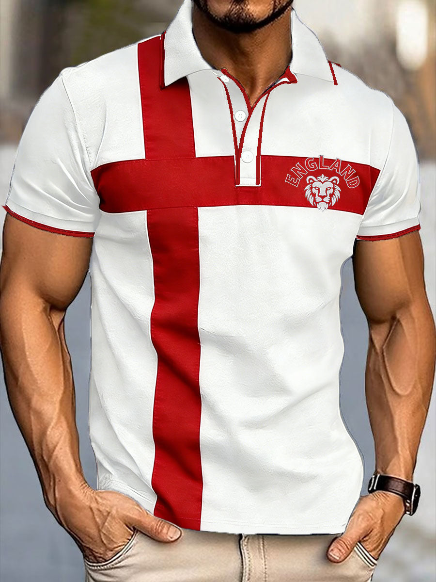 Men's England Football Lover Lions Printed Casual Tops
