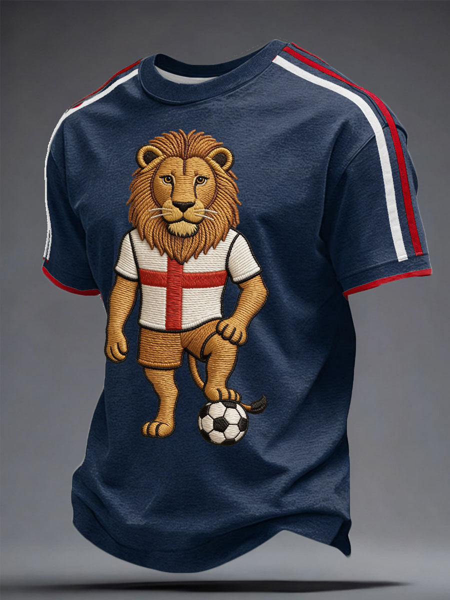 Men's England Football Lover Lions Printed T-shirt