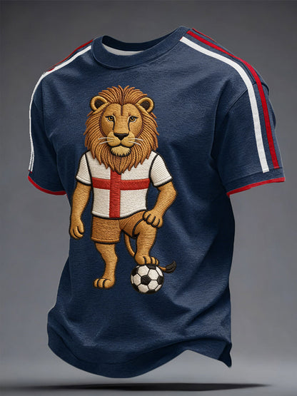 Men's England Football Lover Lions Printed T-shirt