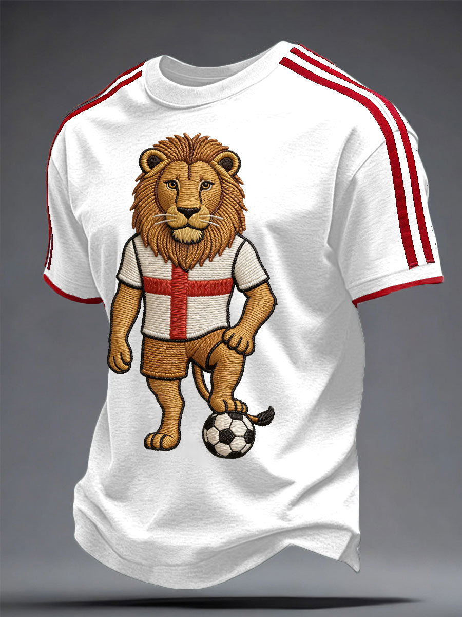 Men's England Football Lover Lions Printed T-shirt