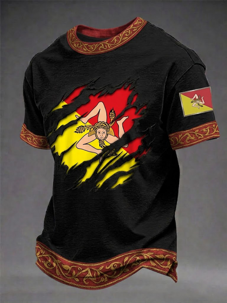 T-shirt da uomo Sicilia Trinacria a maniche corte