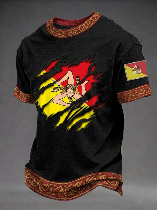 T-shirt da uomo Sicilia Trinacria a maniche corte