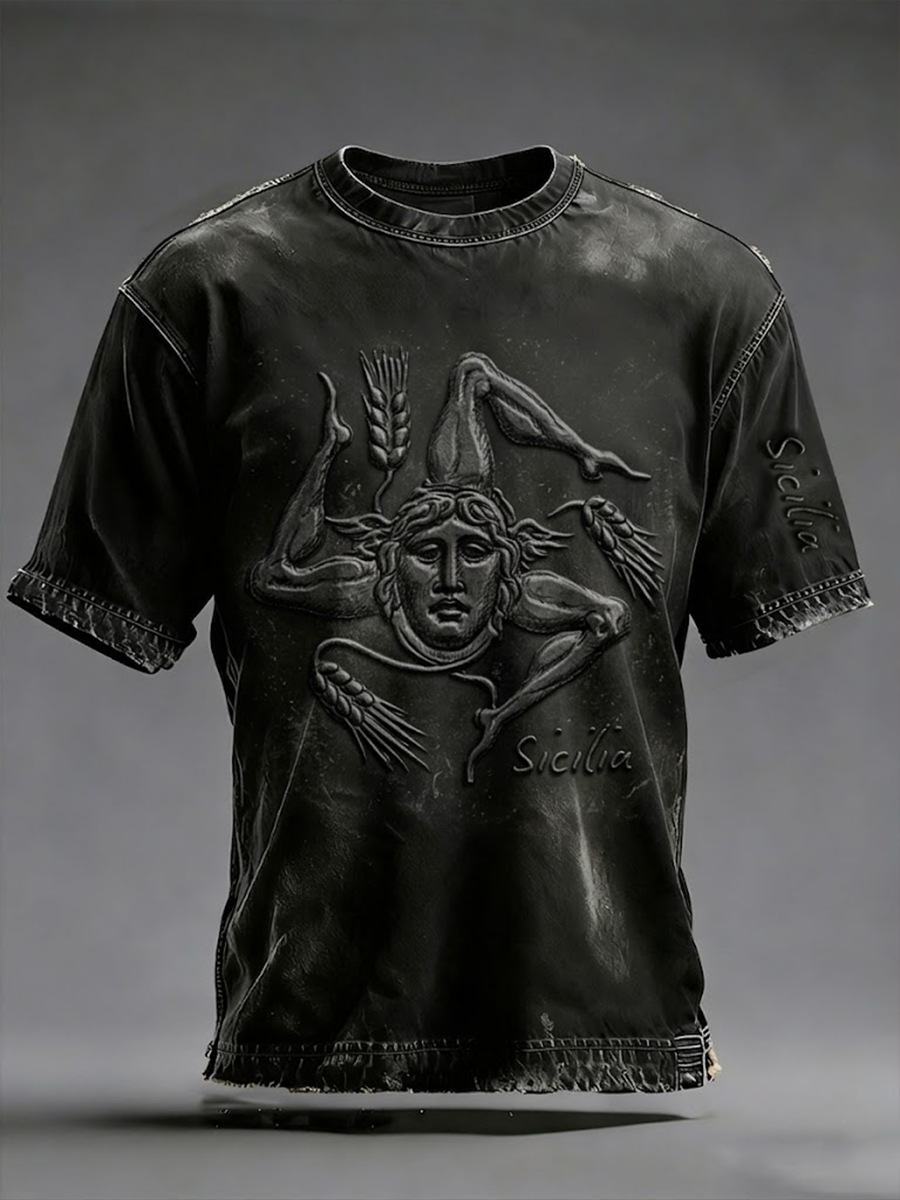 T-shirt da uomo Sicilia Trinacria a maniche corte
