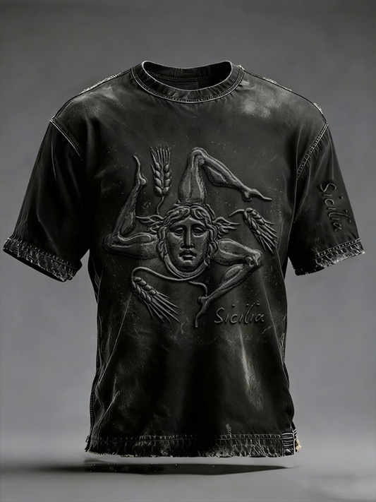 T-shirt da uomo Sicilia Trinacria a maniche corte