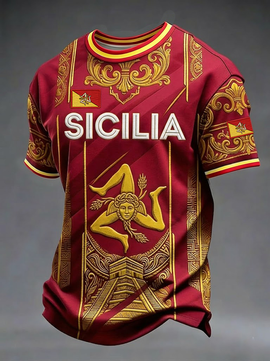 T-shirt da uomo Sicilia Trinacria a maniche corte
