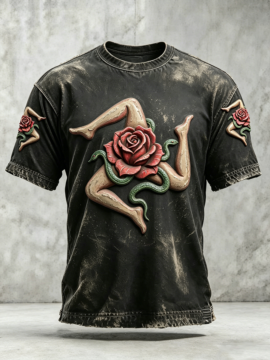 T-shirt da uomo Sicilia Trinacria a maniche corte