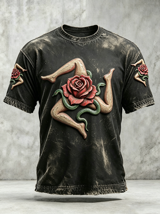 T-shirt da uomo Sicilia Trinacria a maniche corte