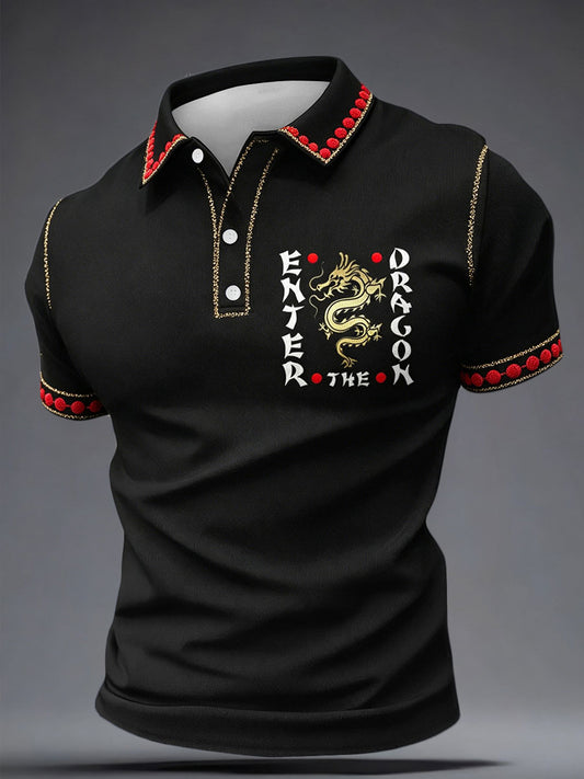 Men's Snooker Lover Team Dragon Printed Casual Tops